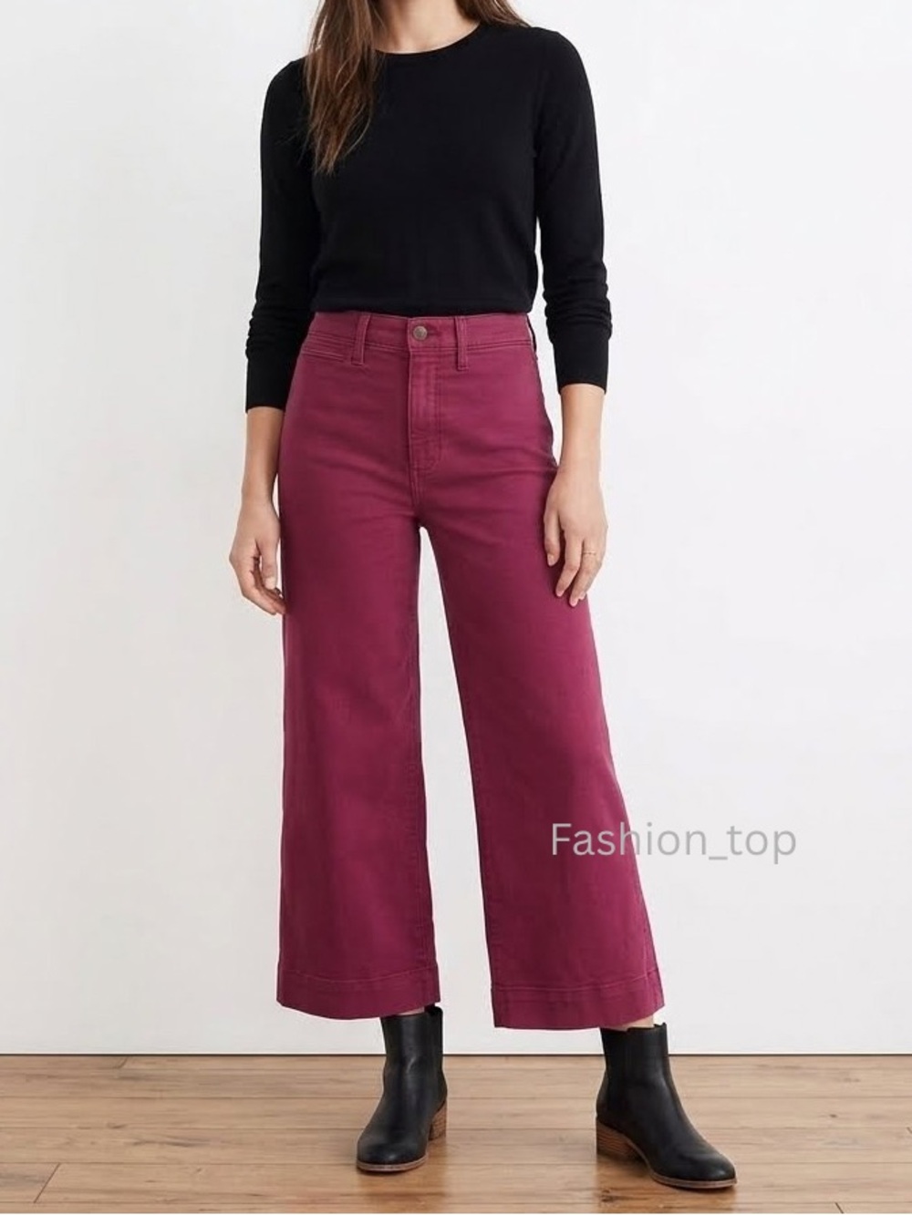 Madewell Emmett Slim Wide-Leg Stretch Crop Pants Red, Pockets, Size 25